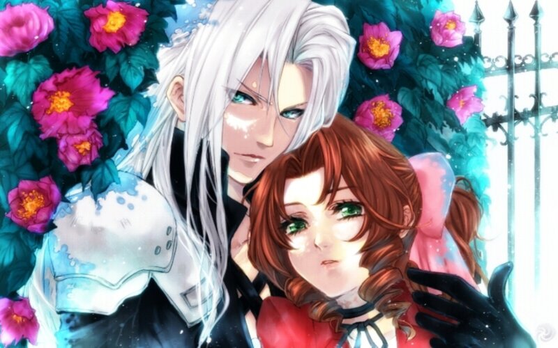 Two Characters in Garden — White