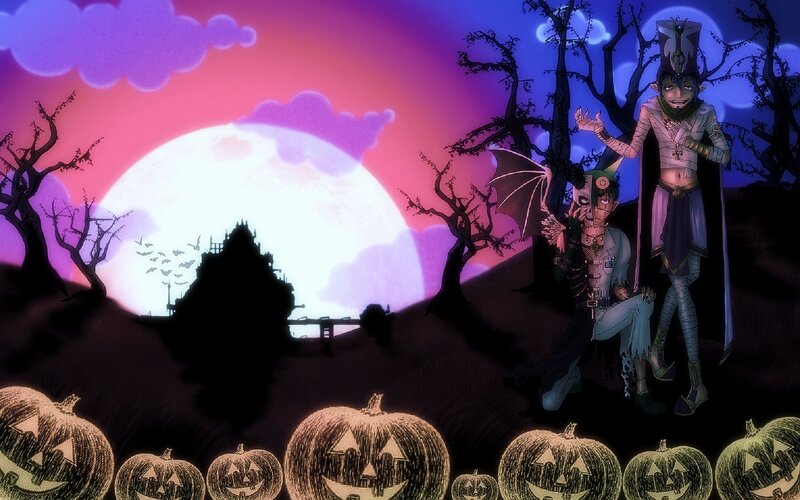 Two Characters in Halloween Costumes
