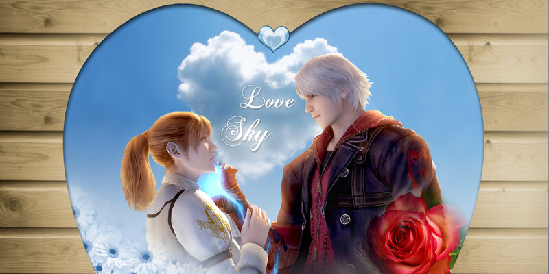 Two Characters in Heart Frame