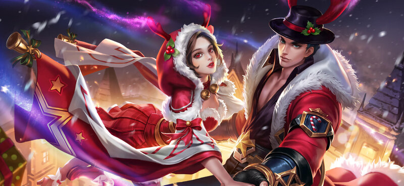 Two Characters in Holiday Outfits
