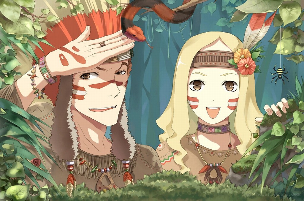 Two characters in jungle attire