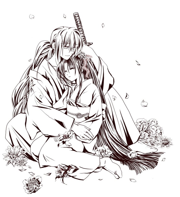 Two Characters in Kimonos — Black
