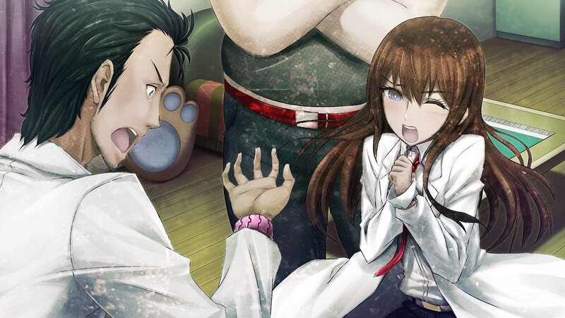 Two Characters in Lab Coats — White, Dramatic