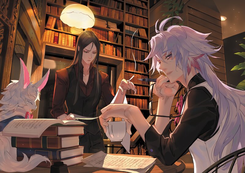 Two Characters in Library — Brown