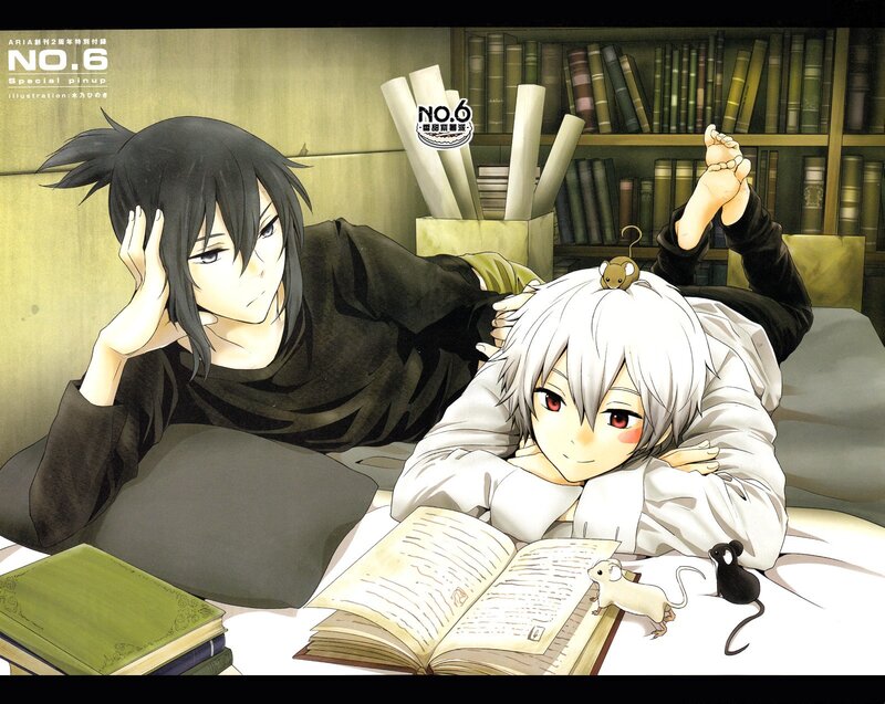 Two Characters in Library — White