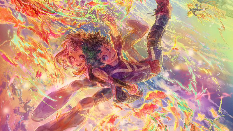Two Characters in Mid-air — Orange
