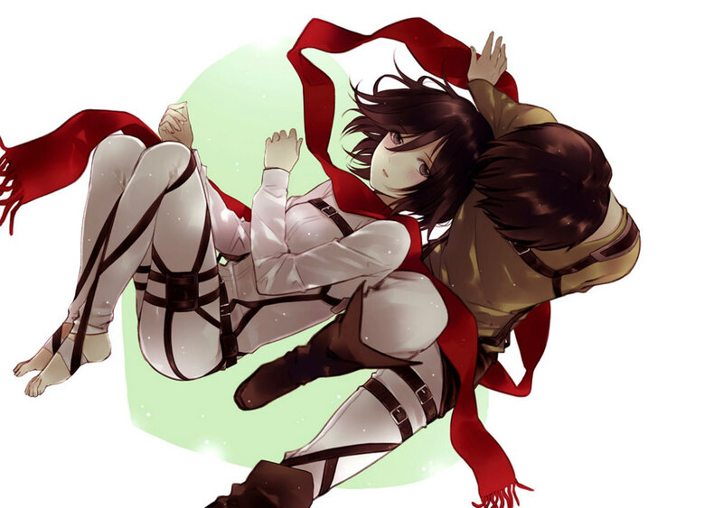 Two Characters in Mid-air — Red