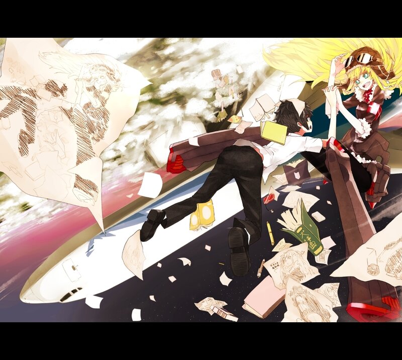 Two Characters in Mid-air