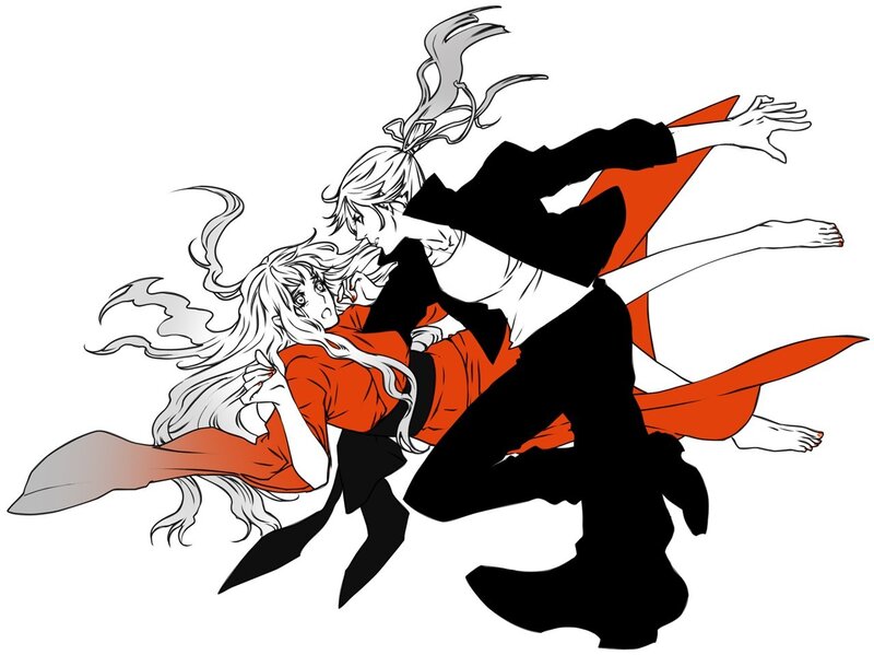 Two Characters in Motion — Black