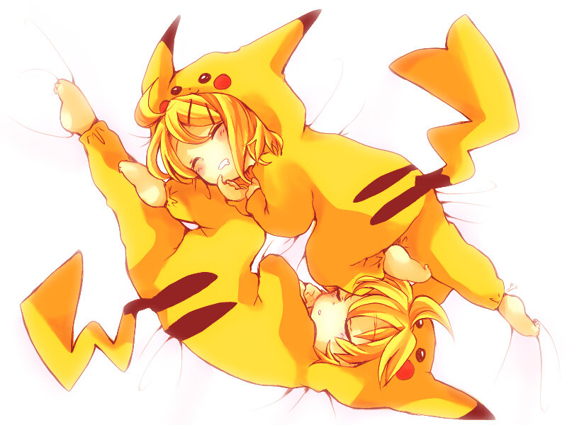 Two Characters in Pikachu Costumes