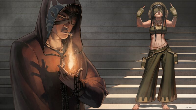 Two Characters in Post-apocalyptic Gear