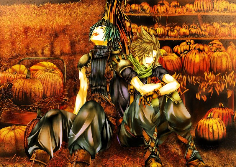 Two Characters in Pumpkin Patch