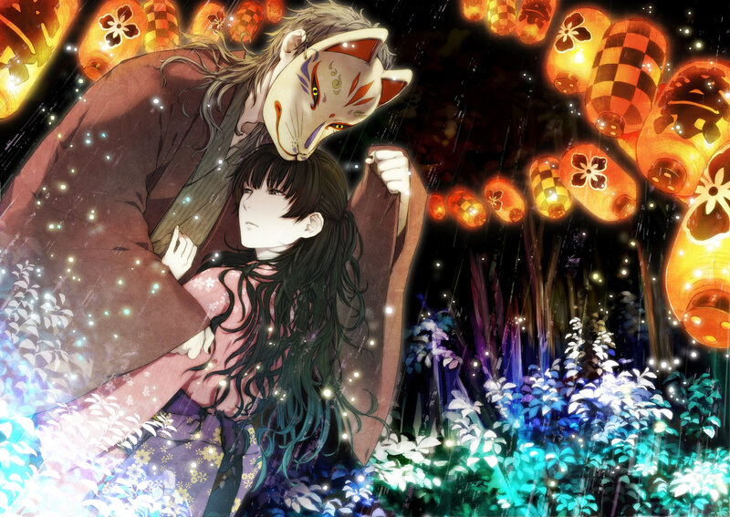 Two Characters in Rain — Black, Dramatic
