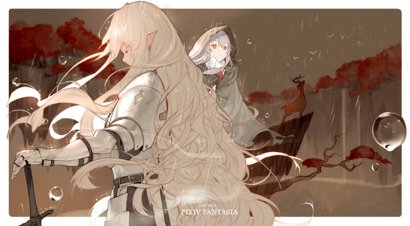 Two Characters in Rain — Brown