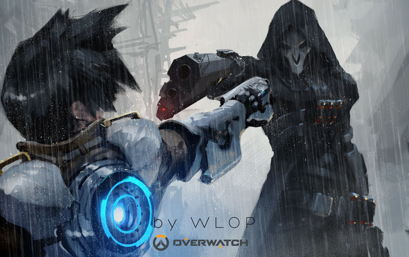 Two Characters in Rain — Gray, Dramatic