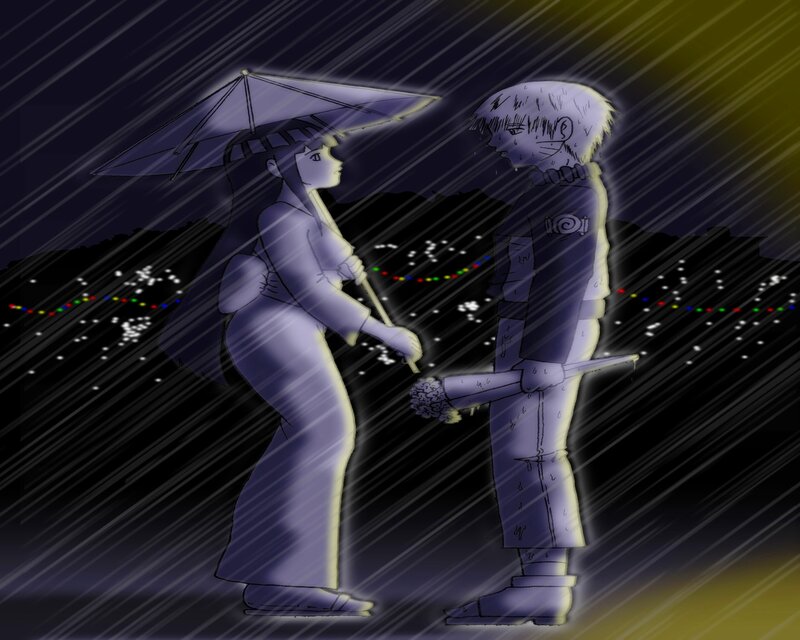 Two Characters in Rain — Purple