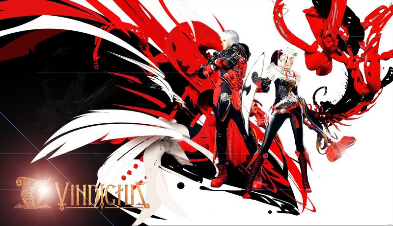 Two Characters in Red and Black — Dramatic, Digital Art, White Wings
