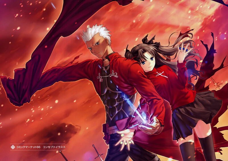 Two Characters in Red — Dramatic, Anime