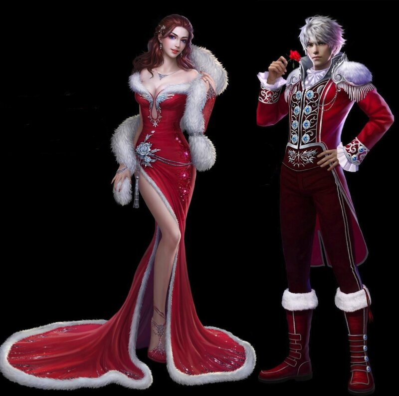 Two Characters in Red Outfits