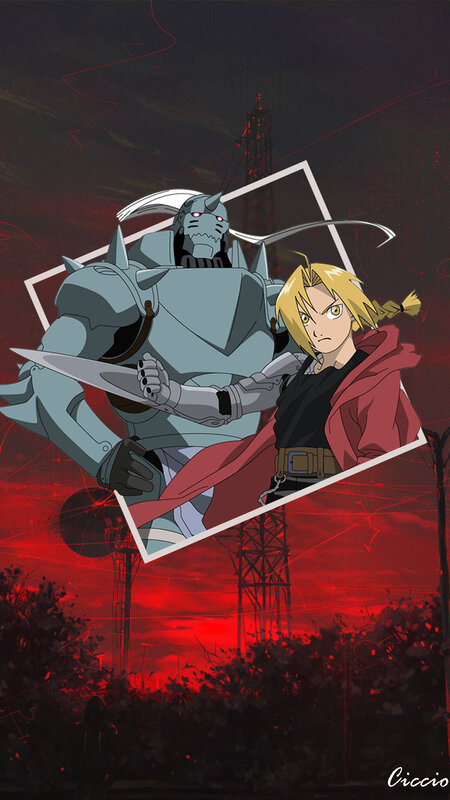 Two Characters in Red Sky