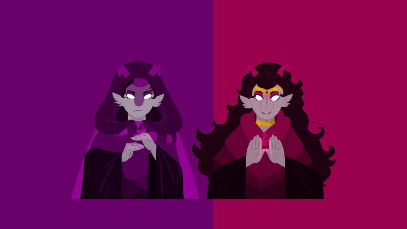 Two Characters in Robes — Purple