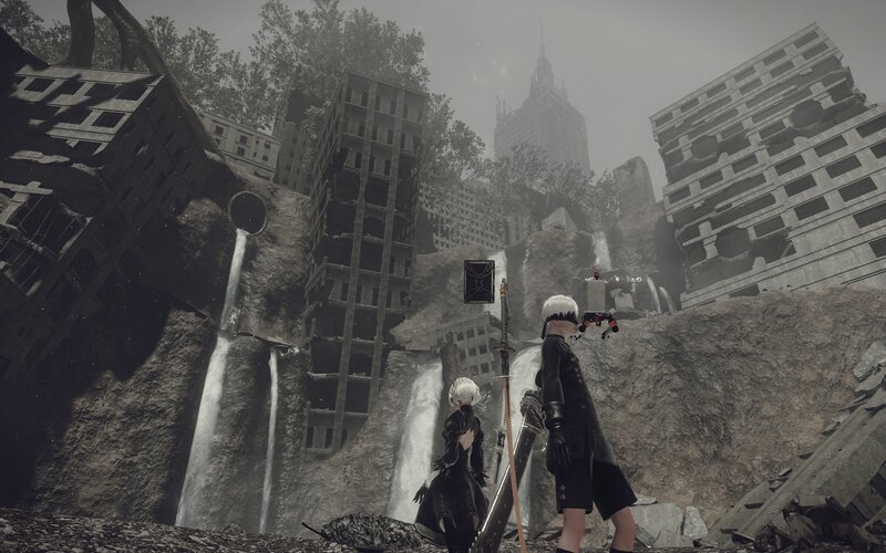 Two Characters in Ruined City — Gray