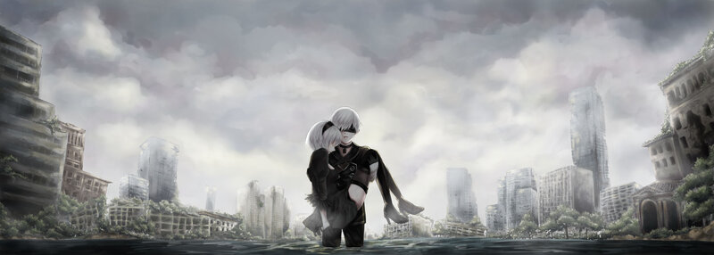 Two Characters in Ruined City
