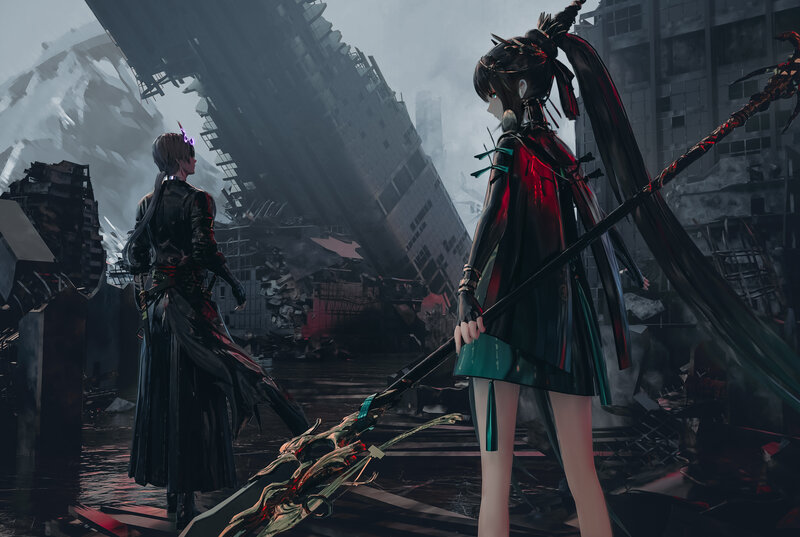 Two Characters in Ruins — Black
