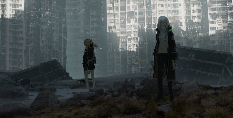 Two Characters in Ruins — Gray, Dramatic