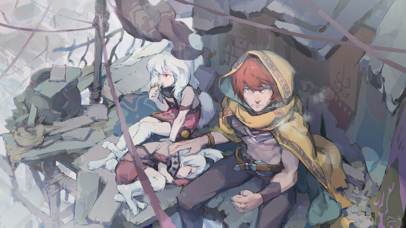 Two Characters in Ruins — Gray