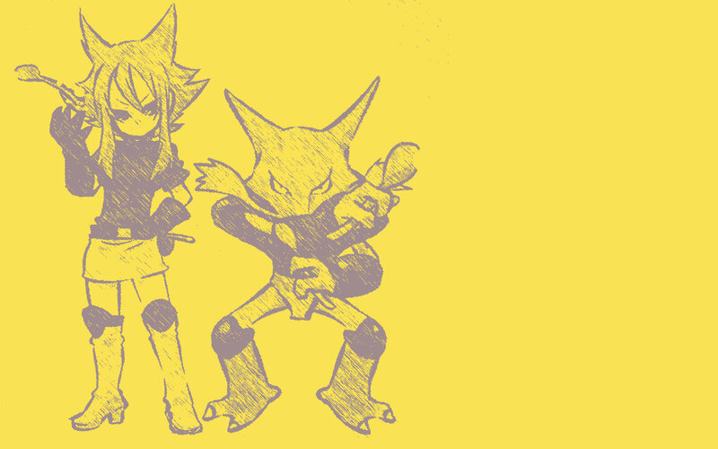 two characters in sketch style