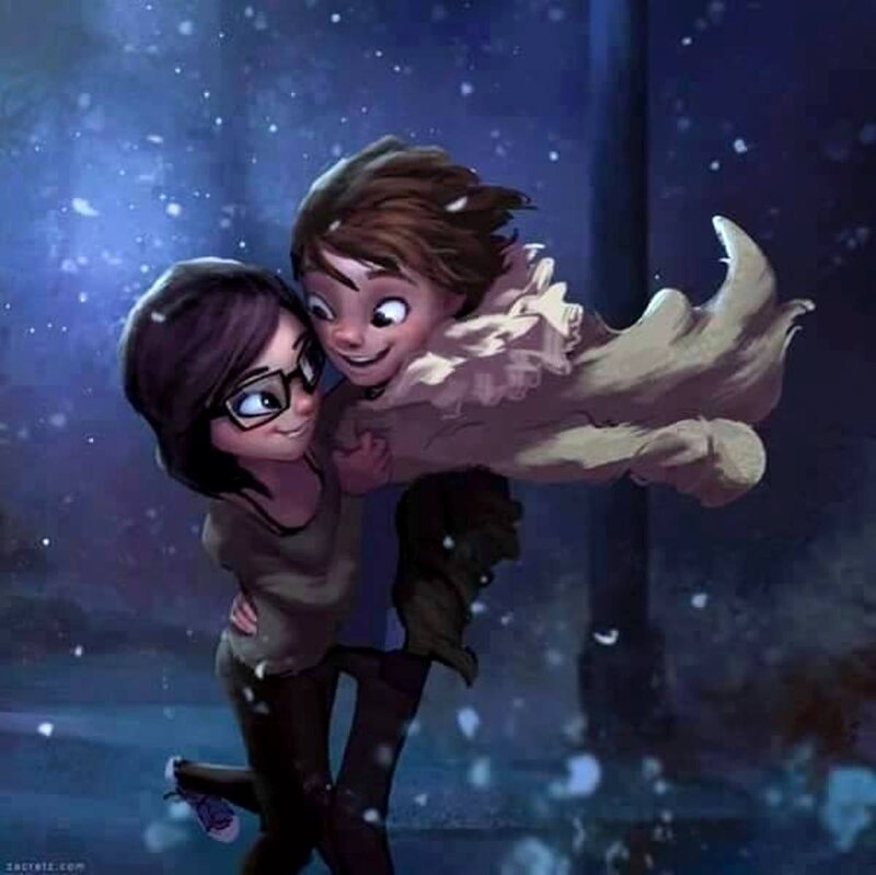 Two Characters in Snow — Blue, Romantic