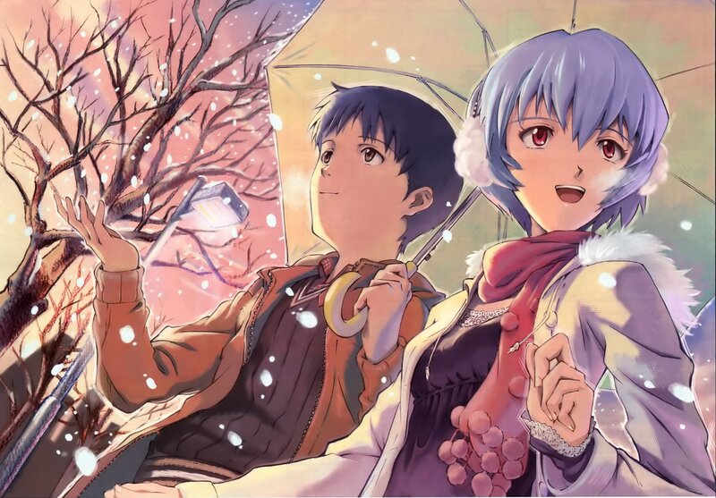 Two Characters in Snow — Purple, Serene
