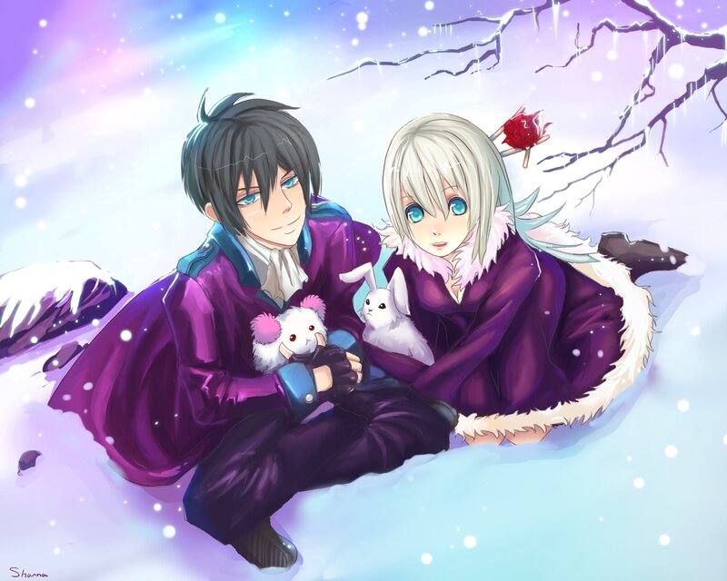Two Characters in Snow — Purple