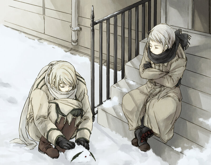 Two Characters in Snow — White, Cold, Winter