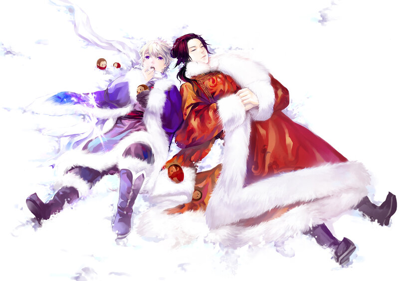 Two Characters in Snow — White, Peaceful