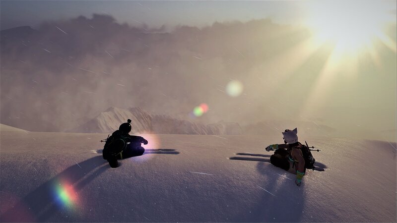 Two Characters in Snow — White, Serene, Sunset