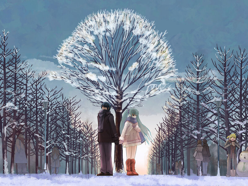 Two Characters in Snow — White, Serene