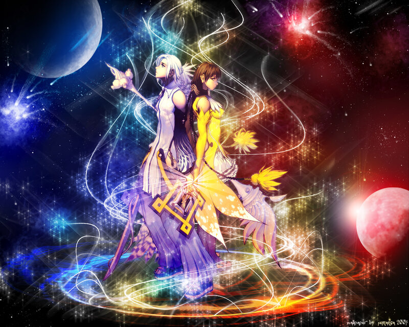 two characters in space