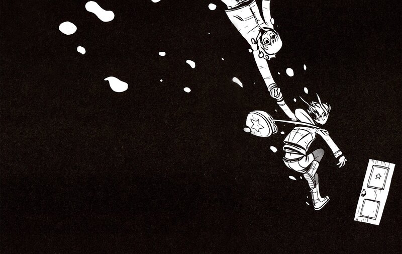 Two Characters in Space — Black, Dramatic