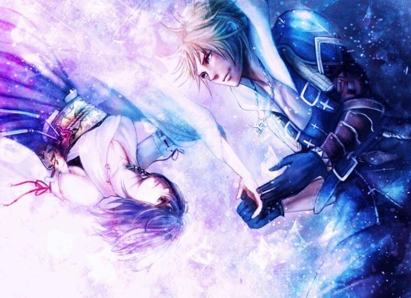 Two Characters in Space — Blue, Dramatic, Digital Art