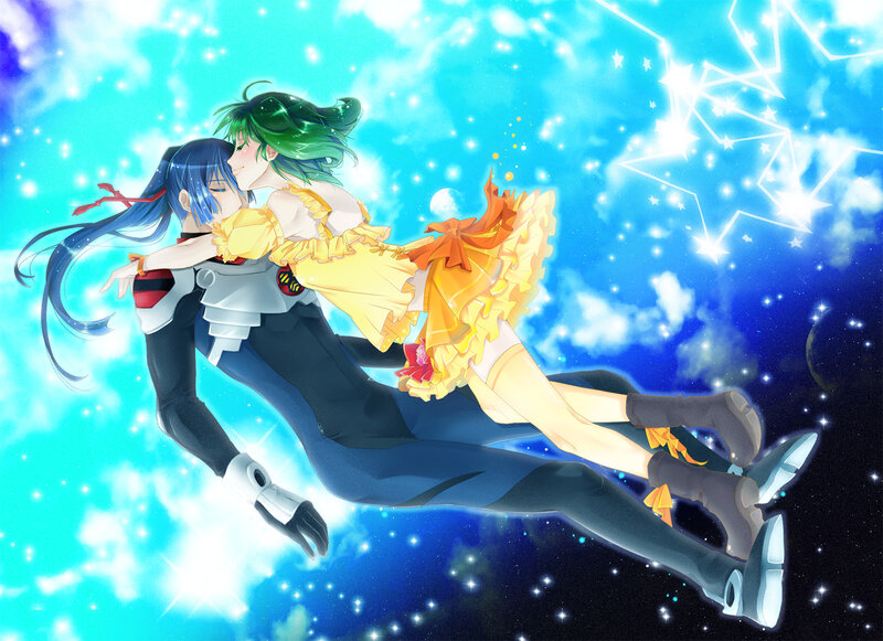 Two Characters in Space — Blue, Serene, Night