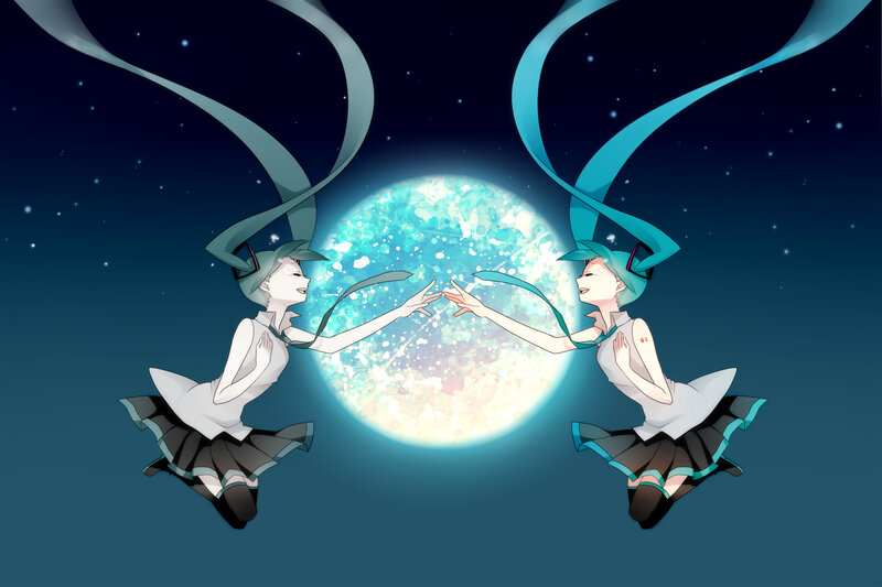 Two Characters in Space — Blue, Serene