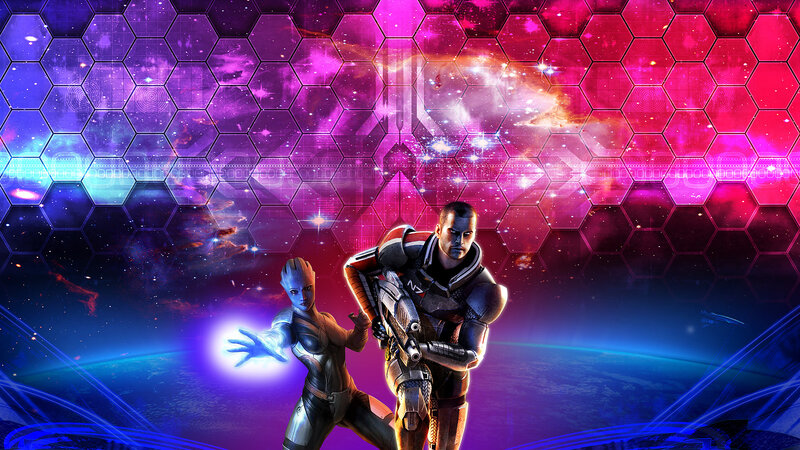 Two Characters in Space — Purple, Dramatic, Digital Art