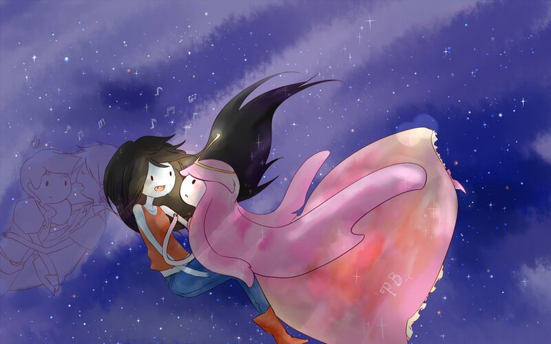 Two Characters in Space — Purple, Dreamy