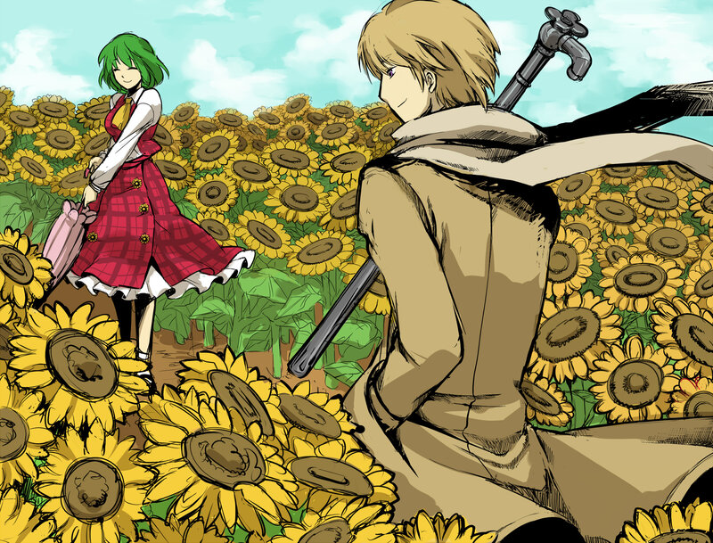 Two Characters in Sunflower Field