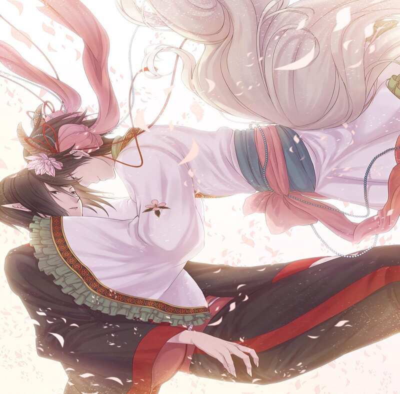 Two Characters in Traditional Clothing — Pink, Serene
