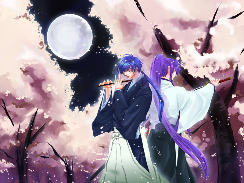 Two Characters in Traditional Clothing — Purple