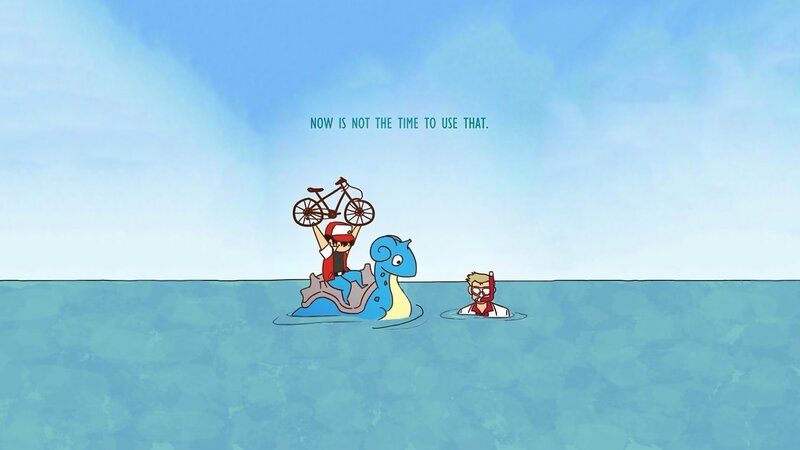 Two Characters in Water — Blue, Calm, Afternoon