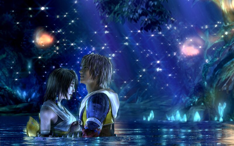 Two Characters in Water — Blue, Serene, Night, 3d Render